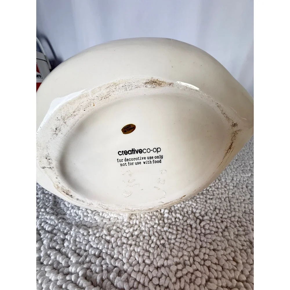 Creative Co Op Speckled Ceramic Planter‎ Pot Rustic Rope Detail Decorative